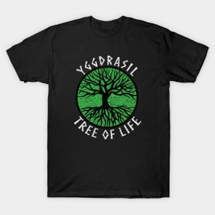 Tree of Life Yggdrasil Green Valhalla Vikings Grunge Distressed T-Shirt